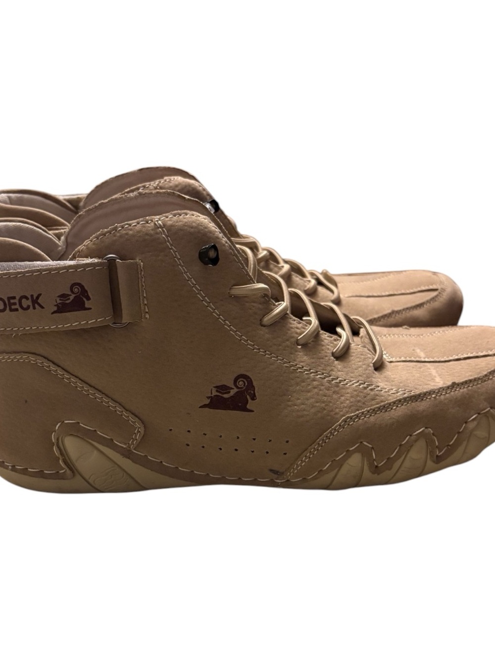 LDECK Women’s EU 39 US 8.5 Tan High Top Sneakers Lace-Up Casual Ankle Shoes